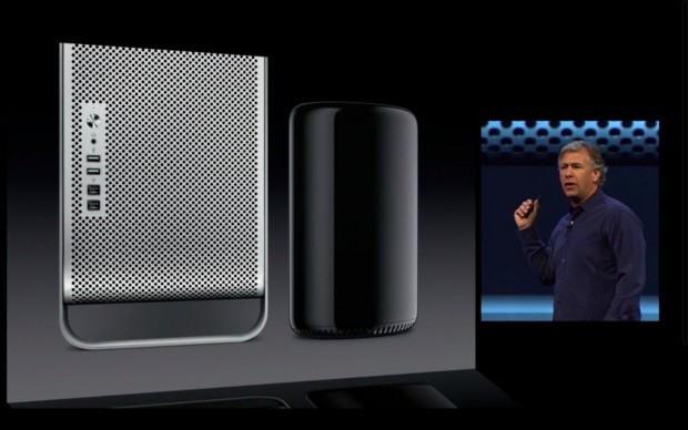 Der neue Mac Pro ist deutlich kleiner als das aktuelle Modell. (Bild: Apple/Screenshot: Golem.de)